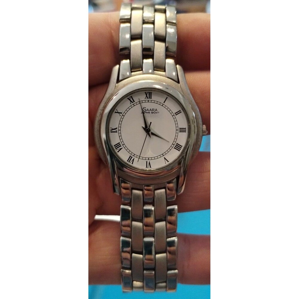 SAARA MEN'S CASUAL DRESS WATCH/STAINLESS STEEL CASE & 2 PIECE BAND. NEW BATTERY